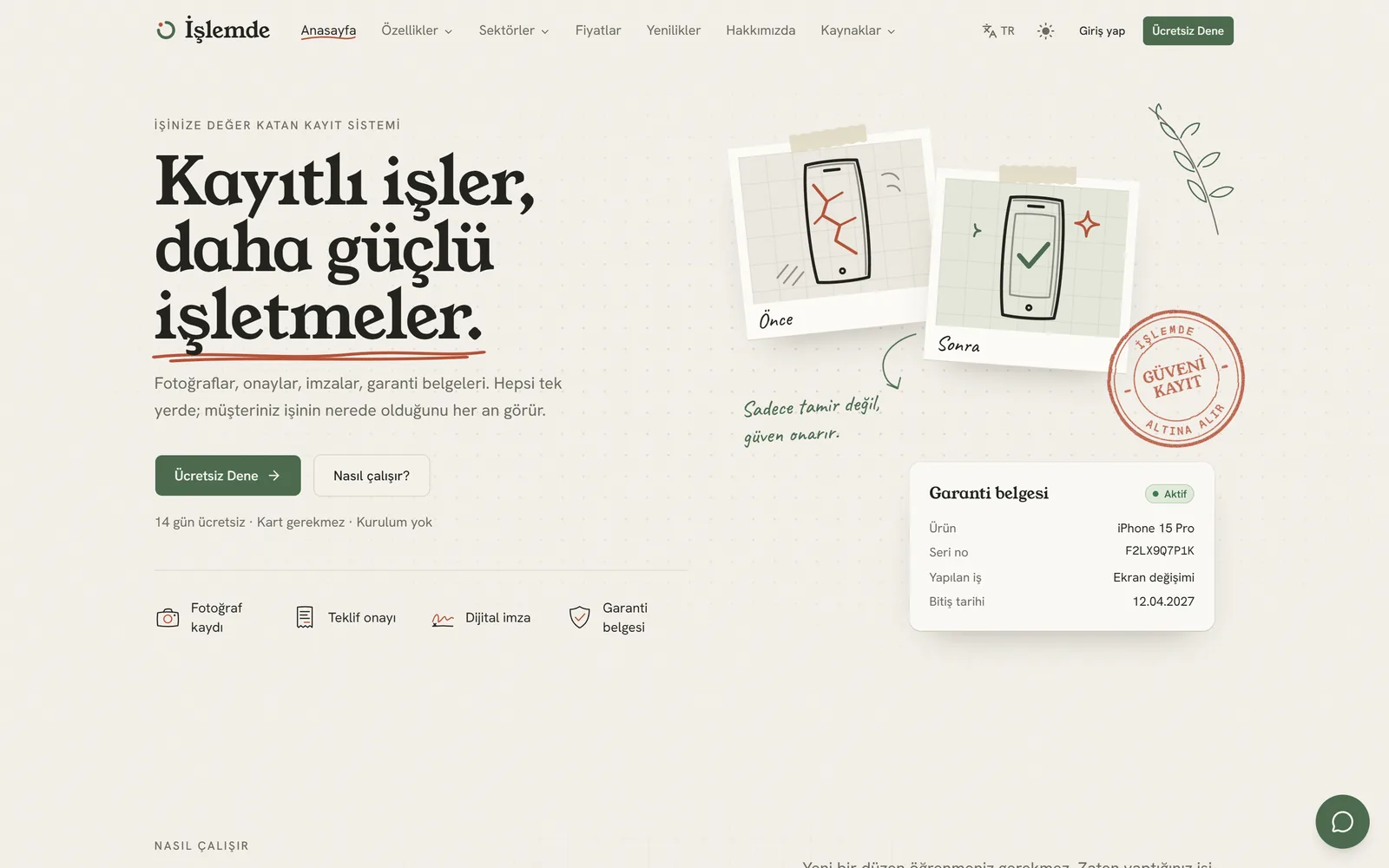 İşlemde screenshot