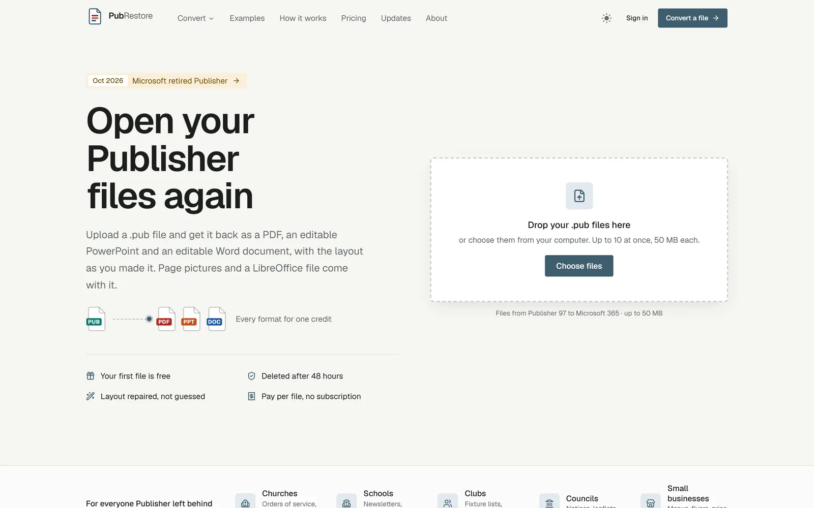 PubRestore screenshot